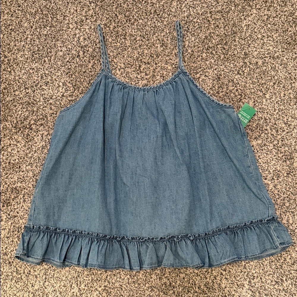GAP Kids Strappy Ruffle Denim Top